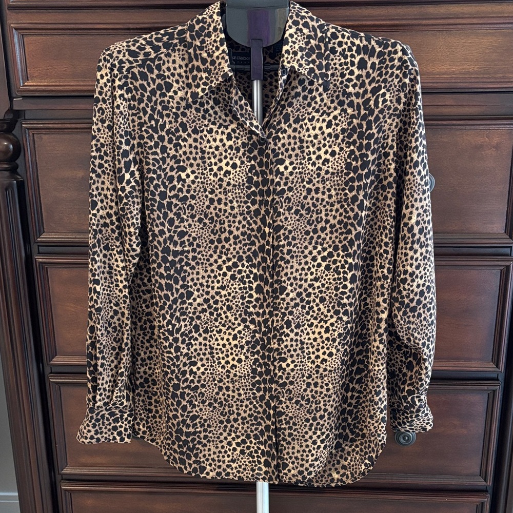 Vintage Liz Claiborne Sport Leopard Print Button-Up Blouse
